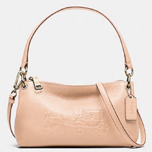 EMBOSSED HORSE AND CARRIAGE CHARLEY CROSSBODY IN PEBBLE LEATHER - Picture 1 of 12